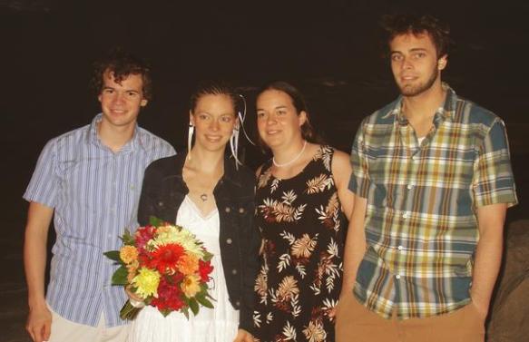 Me, Laura, Julia, and Dave at my sister Laur's wedding!